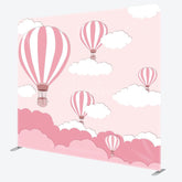 Aperturee - Aperturee Pink Hot Air Balloons Cloud Pillow Case Backdrop